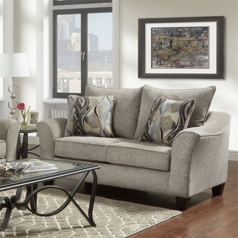 Fabric 4 Piece Neutral Textured Living Room Sofa Set
